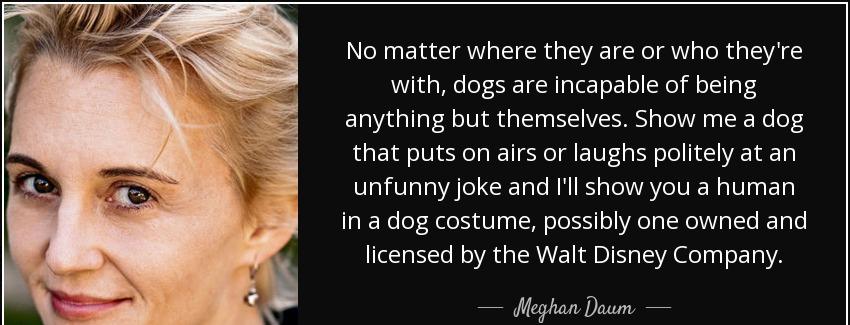 quote no matter where they are or who they re with dogs are incapable of being anything but meghan daum Quotes