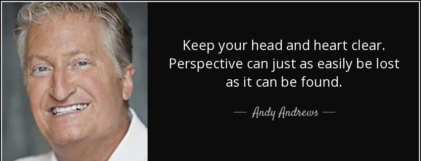 quote keep your head and heart clear perspective can just as easily be lost as it can be found andy andrews Quotes
