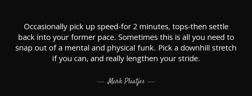 quote occasionally pick up speed for 2 minutes tops then settle back into your former pace mark plaatjes Quotes