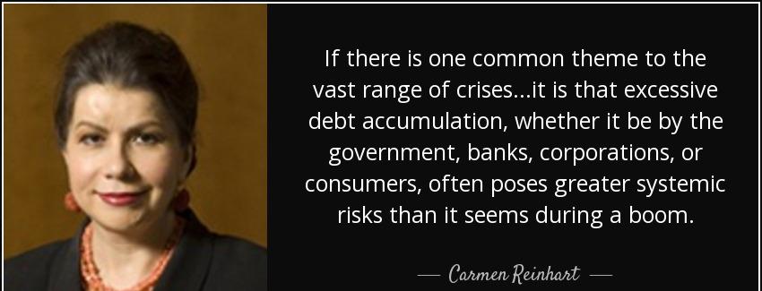 quote if there is one common theme to the vast range of crises it is that excessive debt accumulation carmen reinhart Quotes