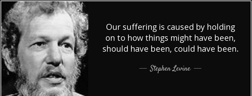 quote our suffering is caused by holding on to how things might have been should have been stephen levine Quotes