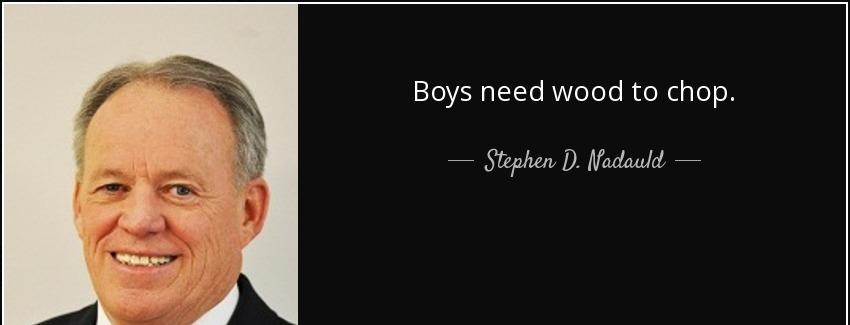 quote boys need wood to chop stephen d nadauld Quotes