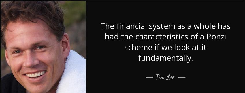 quote the financial system as a whole has had the characteristics of a ponzi scheme if we tim lee Quotes