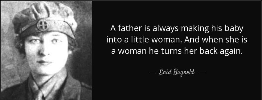 quote a father is always making his baby into a little woman and when she is a woman he turns enid bagnold Quotes