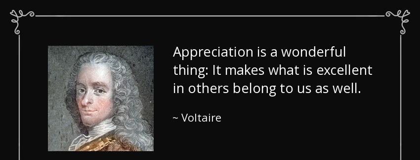 quote appreciation is a wonderful thing it makes what is excellent in others belong to us voltaire Quotes