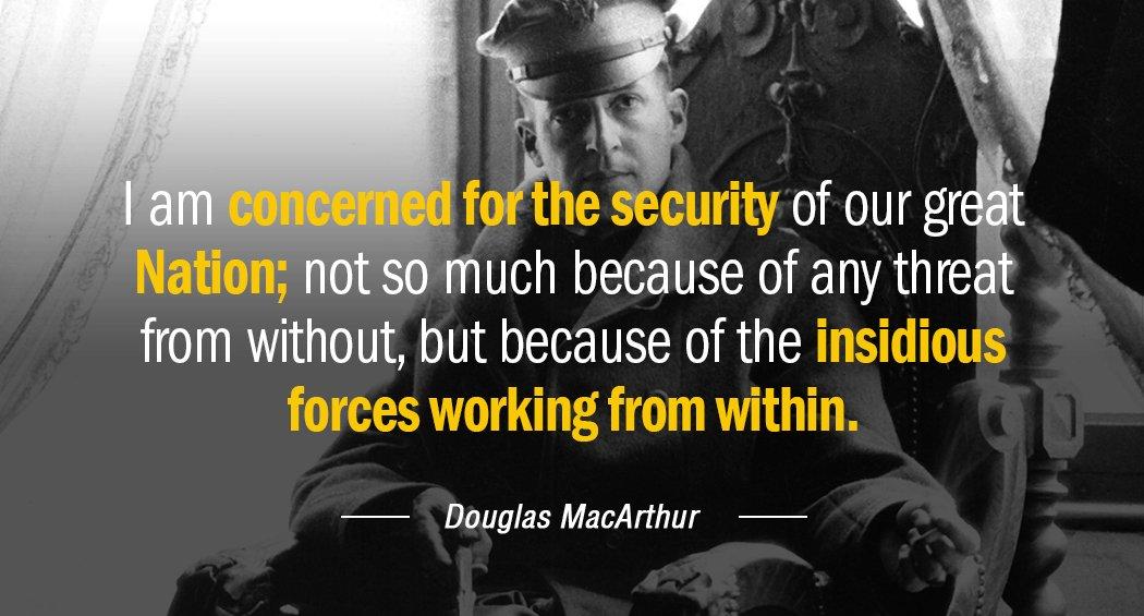 Quotation Douglas MacArthur I am concerned for the security of our great Nation Quotes