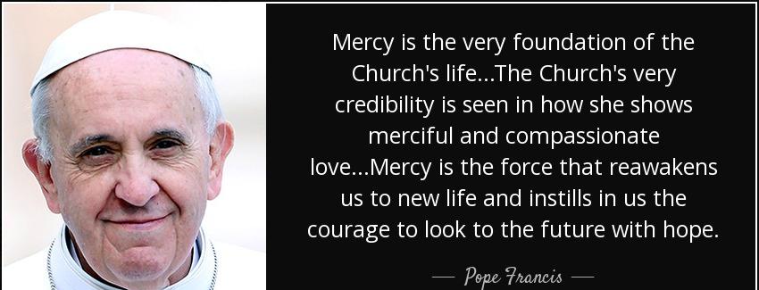 quote mercy is the very foundation of the church s life the church s very credibility is seen pope francis Quotes