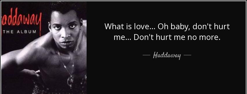 quote what is love oh baby don t hurt me don t hurt me no more haddaway Quotes
