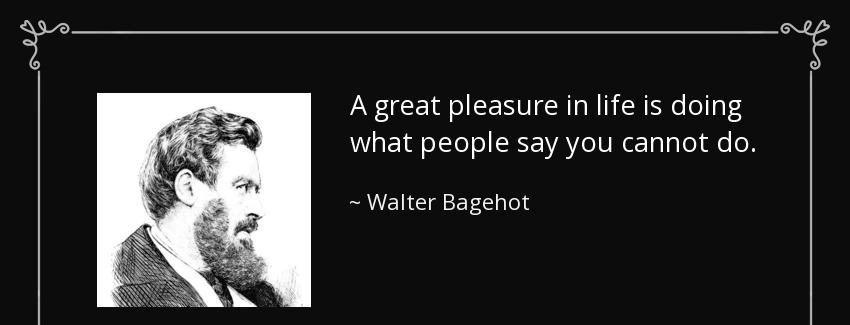 quote a great pleasure in life is doing what people say you cannot do walter bagehot Quotes