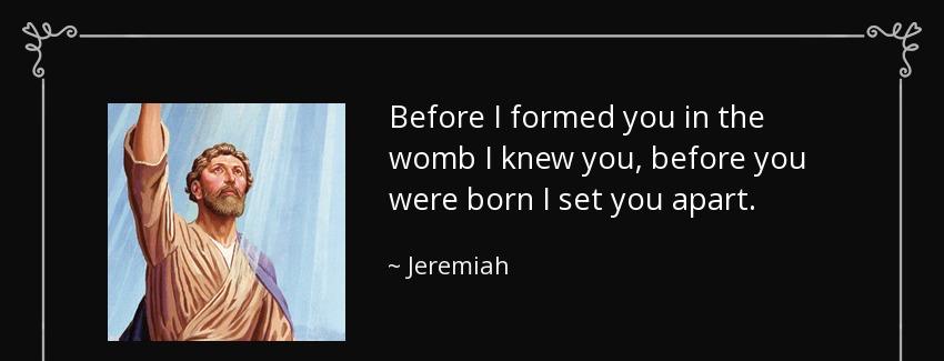 quote before i formed you in the womb i knew you before you were born i set you apart jeremiah Quotes