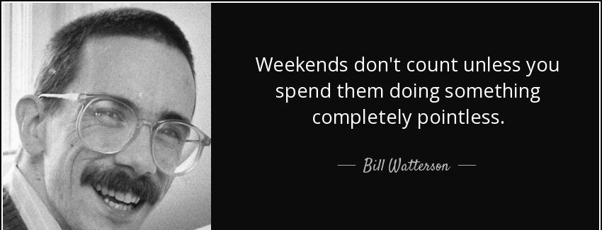 quote weekends don t count unless you spend them doing something completely pointless bill watterson Quotes