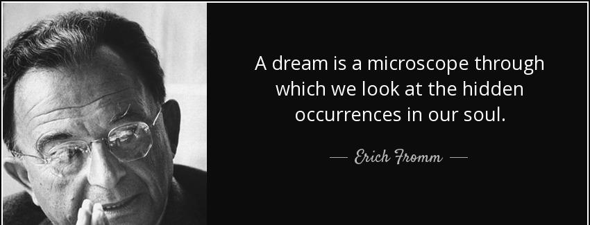 quote a dream is a microscope through which we look at the hidden occurrences in our soul erich fromm Quotes